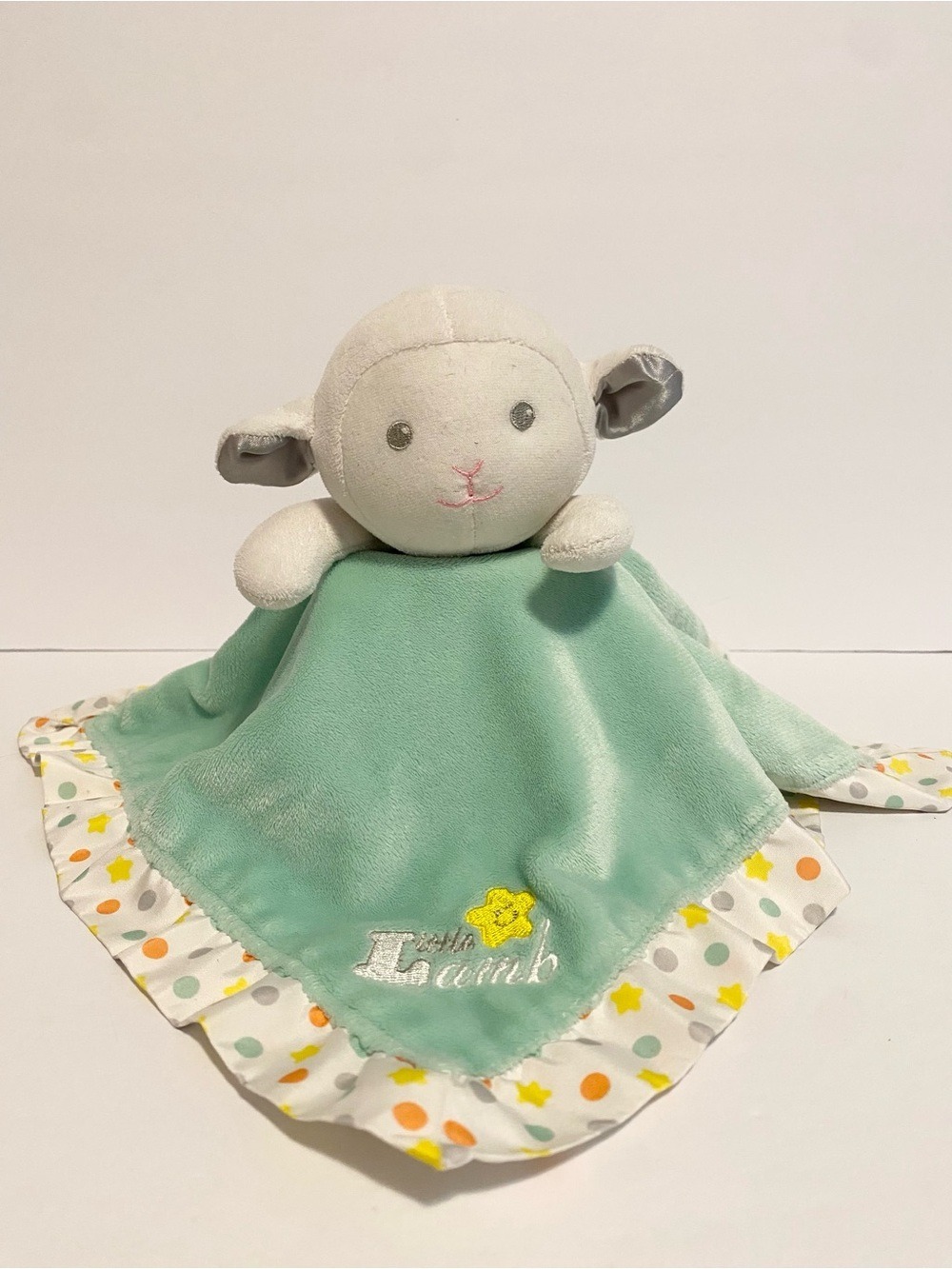Garanimals Little Lamb Lovey Green Polka Dot Pattern Security Blanket Satin Toy
